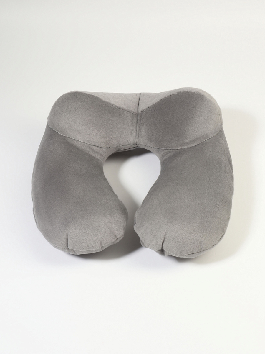 Подушка надувная для шеи, дорожная, 31×31 см, серая